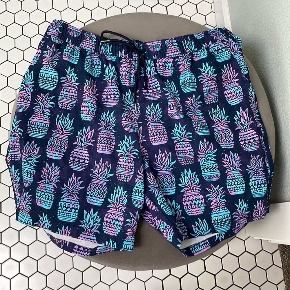 Mens 7” Goodfellow Swim Trunk w/ Boxer Brief Liner Tropical - Size Large -Target
